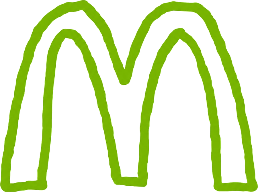 Two hand-drawn green arches