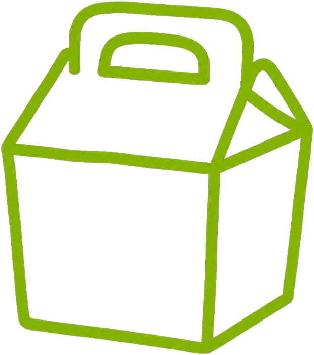 A hand-drawn kids meal box