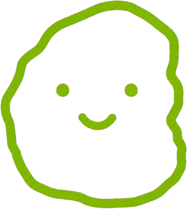 A hand-drawn chicken nugget with a face