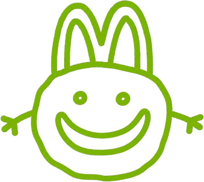 A hand-drawn blobby mascot with arches on his head